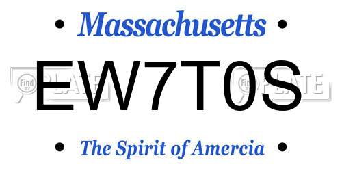 EW7T0S Massachusetts License Plate
