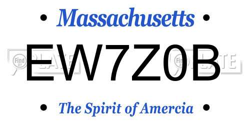 EW7Z0B Massachusetts License Plate
