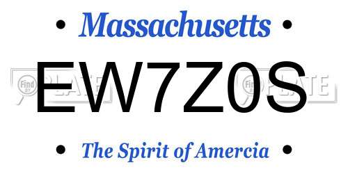 EW7Z0S Massachusetts License Plate