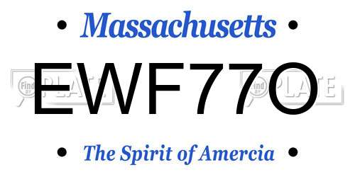 EWF77O Massachusetts License Plate