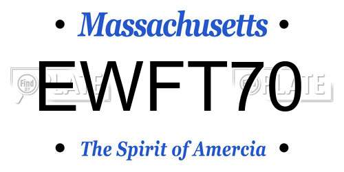 EWFT70 Massachusetts License Plate
