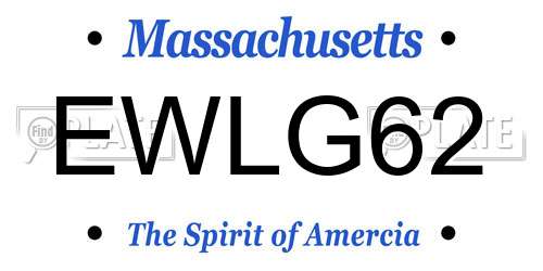 EWLG62 Massachusetts License Plate