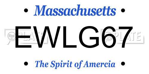 EWLG67 Massachusetts License Plate