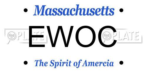 EWOC Massachusetts License Plate