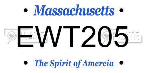 EWT205 Massachusetts License Plate