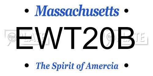 EWT20B Massachusetts License Plate
