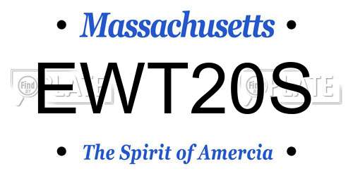 EWT20S Massachusetts License Plate