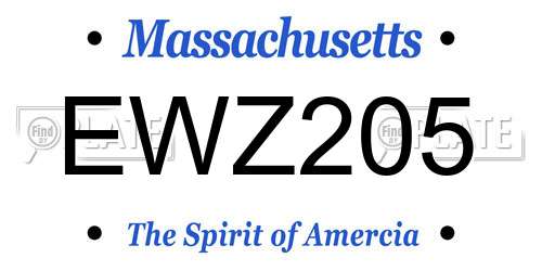 EWZ205 Massachusetts License Plate