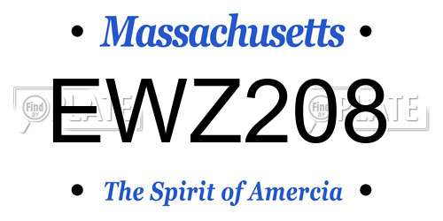 EWZ208 Massachusetts License Plate