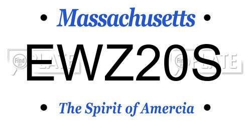 EWZ20S Massachusetts License Plate
