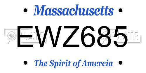 EWZ685 Massachusetts License Plate