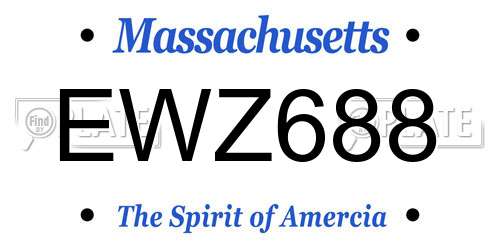 EWZ688 Massachusetts License Plate