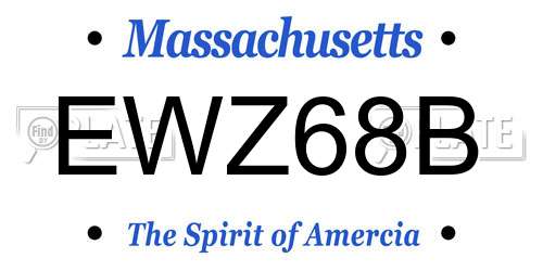 EWZ68B Massachusetts License Plate
