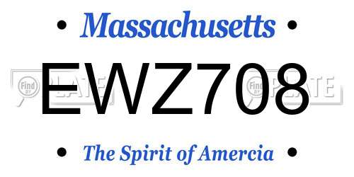 EWZ708 Massachusetts License Plate