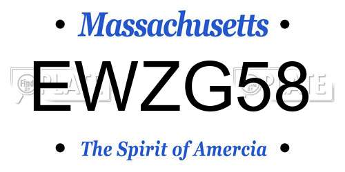 EWZG58 Massachusetts License Plate