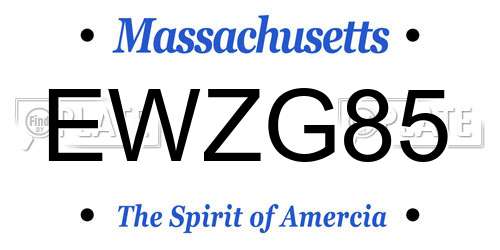 EWZG85 Massachusetts License Plate