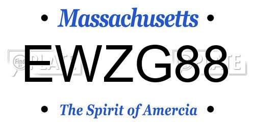 EWZG88 Massachusetts License Plate
