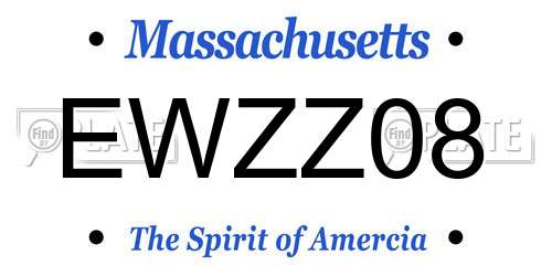 EWZZ08 Massachusetts License Plate
