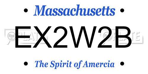 EX2W2B Massachusetts License Plate
