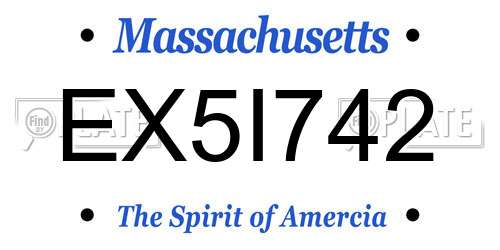 EX5I742 Massachusetts License Plate