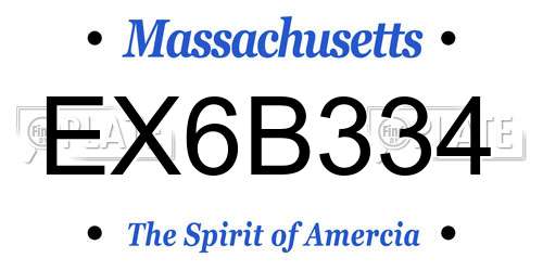 EX6B334 Massachusetts License Plate