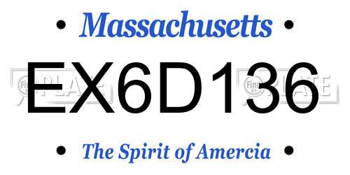 EX6D136 Massachusetts License Plate