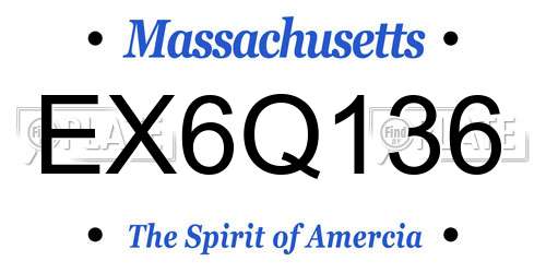 EX6Q136 Massachusetts License Plate