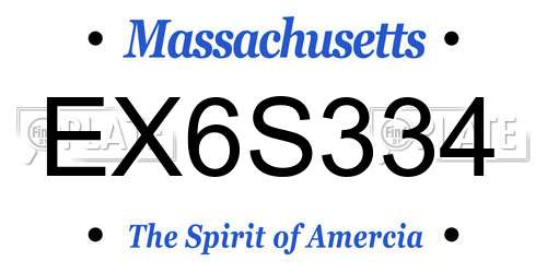 EX6S334 Massachusetts License Plate