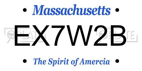 EX7W2B Massachusetts License Plate