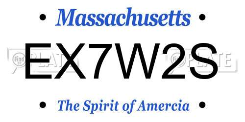 EX7W2S Massachusetts License Plate