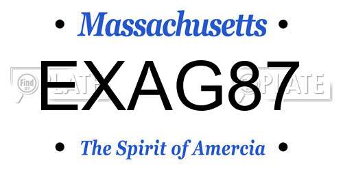 EXAG87 Massachusetts License Plate