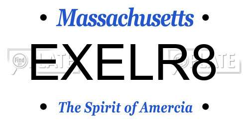 EXELR8 Massachusetts License Plate