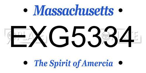 EXG5334 Massachusetts License Plate