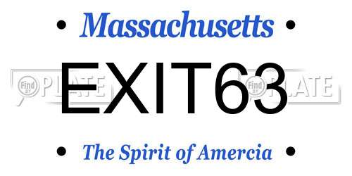 EXIT63 Massachusetts License Plate