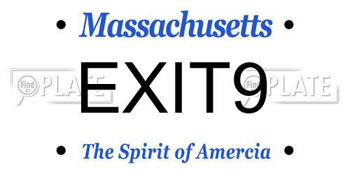 EXIT9 Massachusetts License Plate