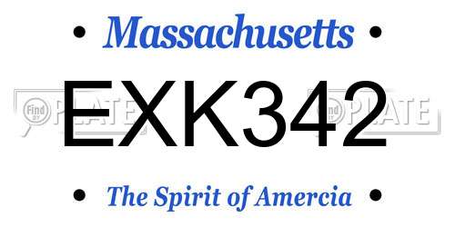 EXK342 Massachusetts License Plate