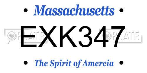 EXK347 Massachusetts License Plate
