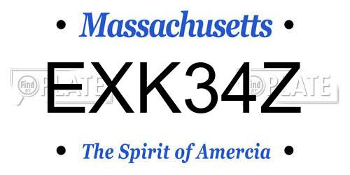 EXK34Z Massachusetts License Plate