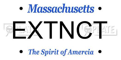 EXTNCT Massachusetts License Plate