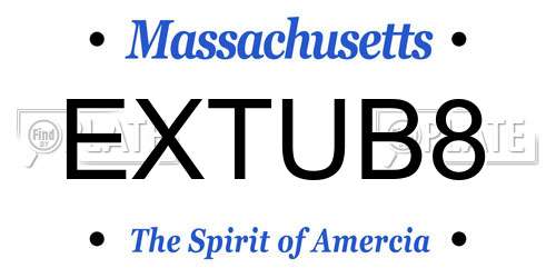 EXTUB8 Massachusetts License Plate