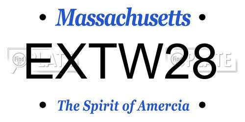 EXTW28 Massachusetts License Plate