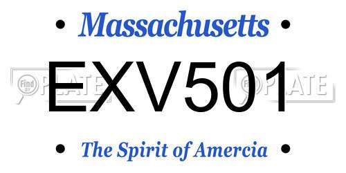 EXV501 Massachusetts License Plate