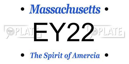 EY22 Massachusetts License Plate