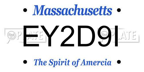 EY2D9I Massachusetts License Plate