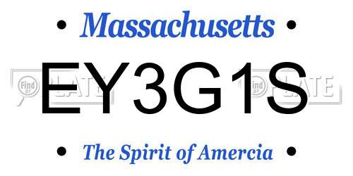EY3G1S Massachusetts License Plate