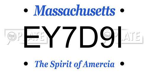 EY7D9I Massachusetts License Plate