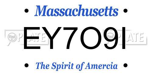 EY7O9I Massachusetts License Plate