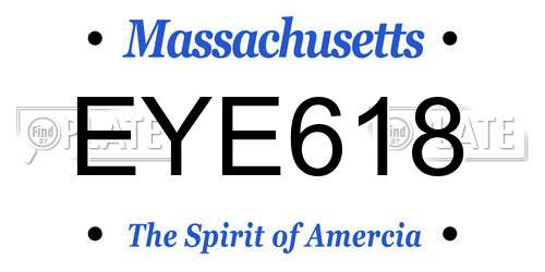 EYE618 Massachusetts License Plate