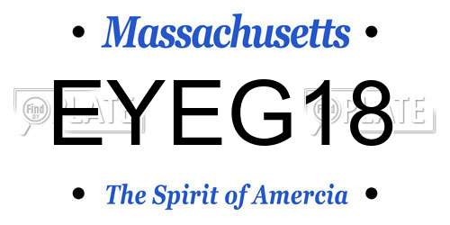EYEG18 Massachusetts License Plate
