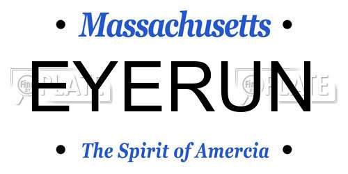 EYERUN Massachusetts License Plate